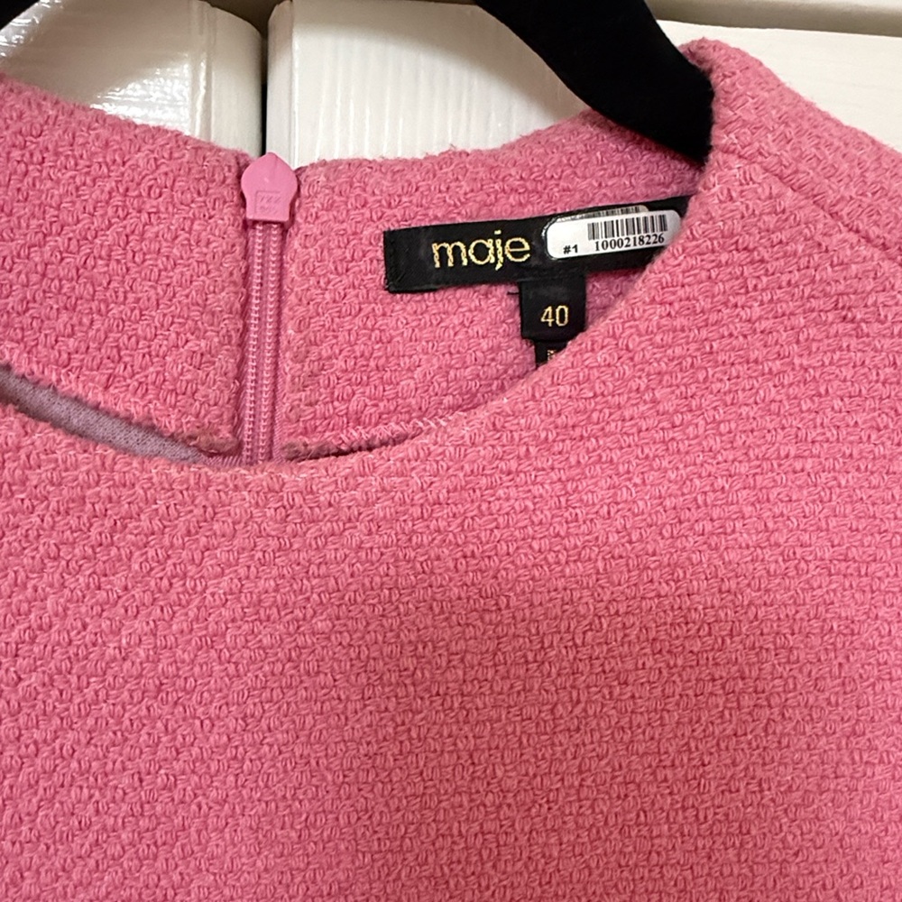 MAJE Barbie Pink Rapela Mini Dress w/ Braided Trim - Sz. 40 (US Sz. 8) - Picture 2 of 10